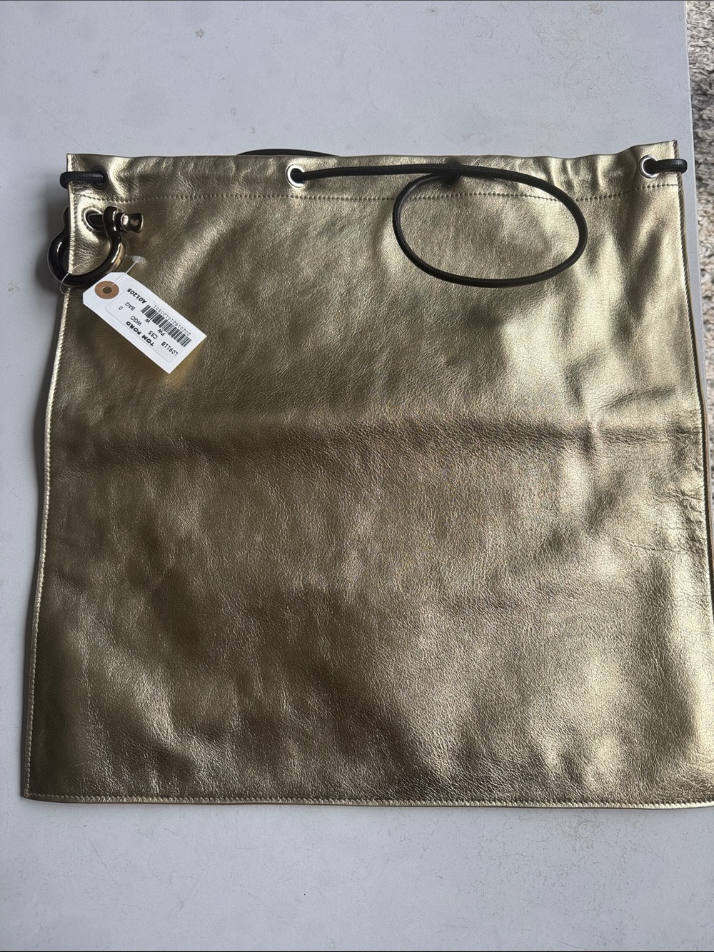 Tom Ford Metallic Gold Leather Drawstring Tote